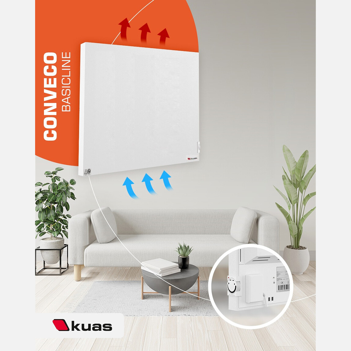    Kuas Conveco Basicline Manuel Termostatlı 1000W Elektrikli Panel Isıtıcı  