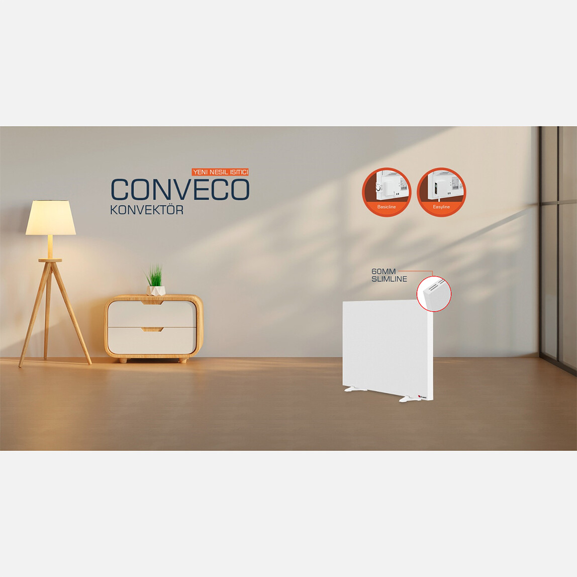    Kuas Conveco Basicline Manuel Termostatlı 1000W Elektrikli Panel Isıtıcı  