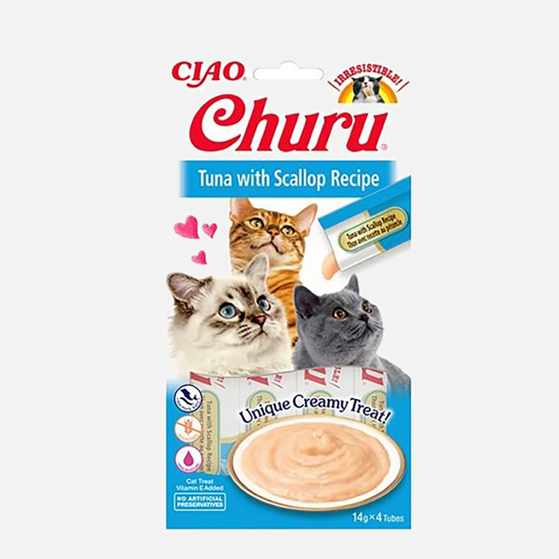    Ciao Churu Cream Ton Balıklı ve Deniz Taraklı Kedi Ödül Kreması 4x14gr 