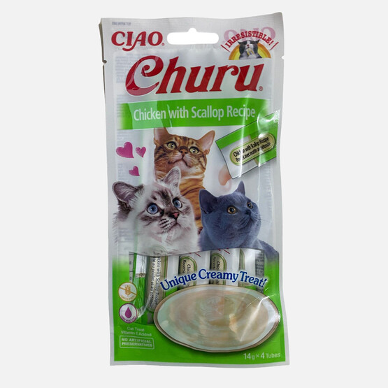 Ciao Churu Cream Tavuklu ve Deniz Taraklı Kedi Ödül Kreması 4x14gr