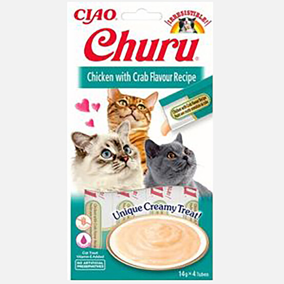 Ciao Churu Cream Tavuklu ve Yengeçli Kedi Ödül Kreması 4x14gr