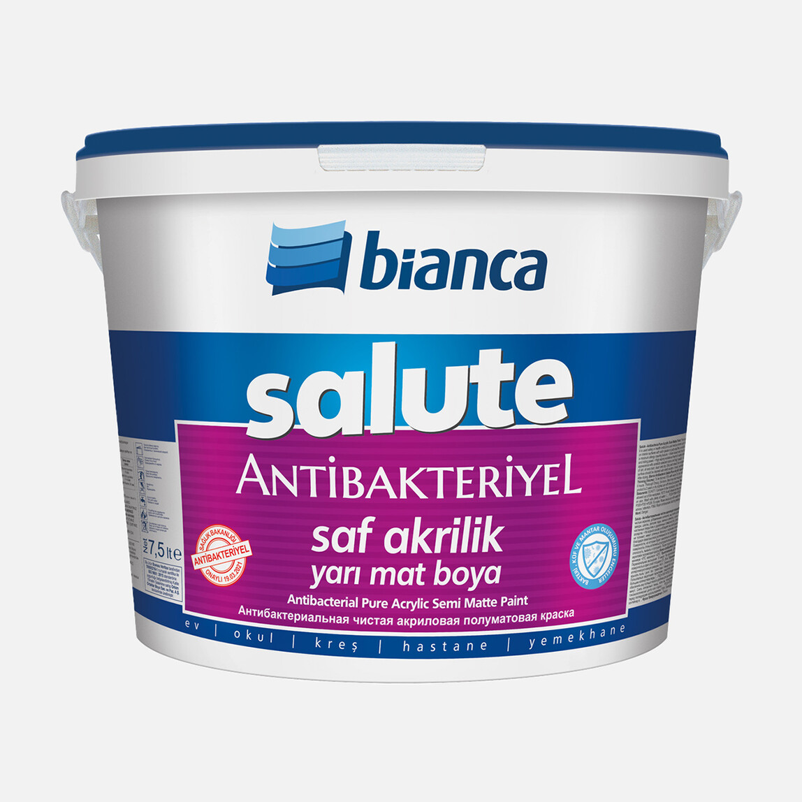 Bianca 7,5 L Salute Saf Akrilik Antiba Yarı Mat Boyası Beyaz_0