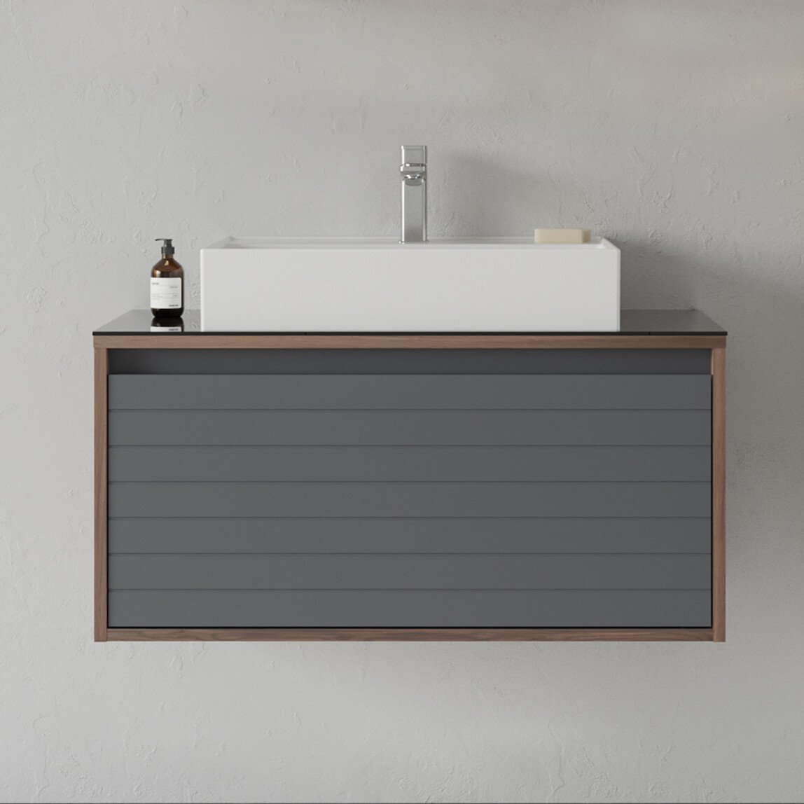    Bonitobagno Prato 80 cm Banyo Dolabı Alt Modül Antrasit 