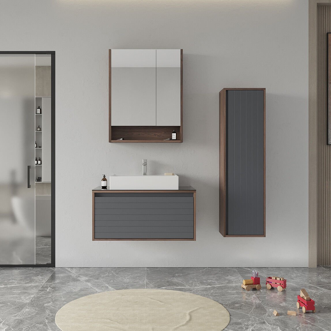    Bonitobagno Prato 80 cm Banyo Dolabı Alt Modül Antrasit 