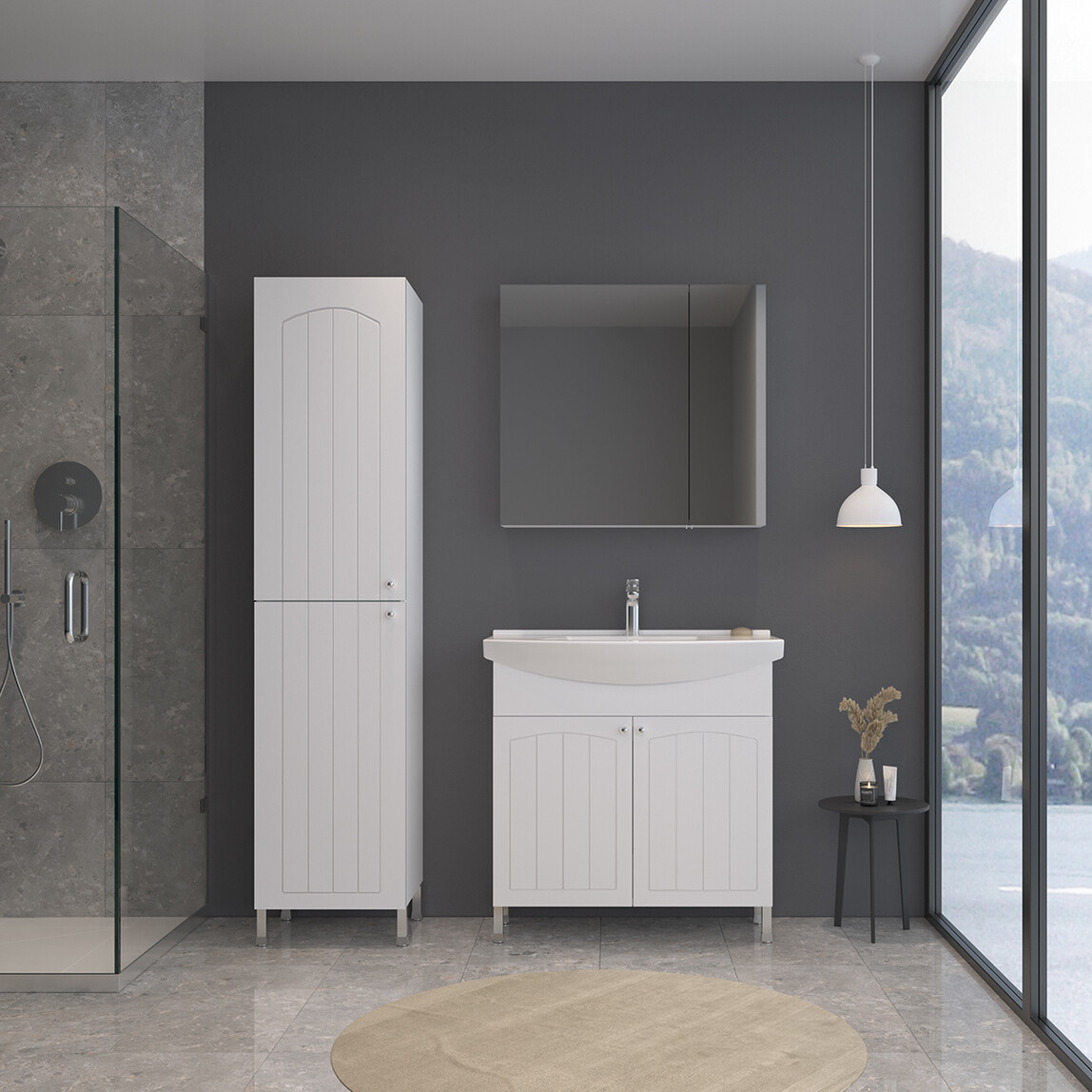    Bonitobagno Riano 80cm Üst Banyo Dolabı Beyaz 