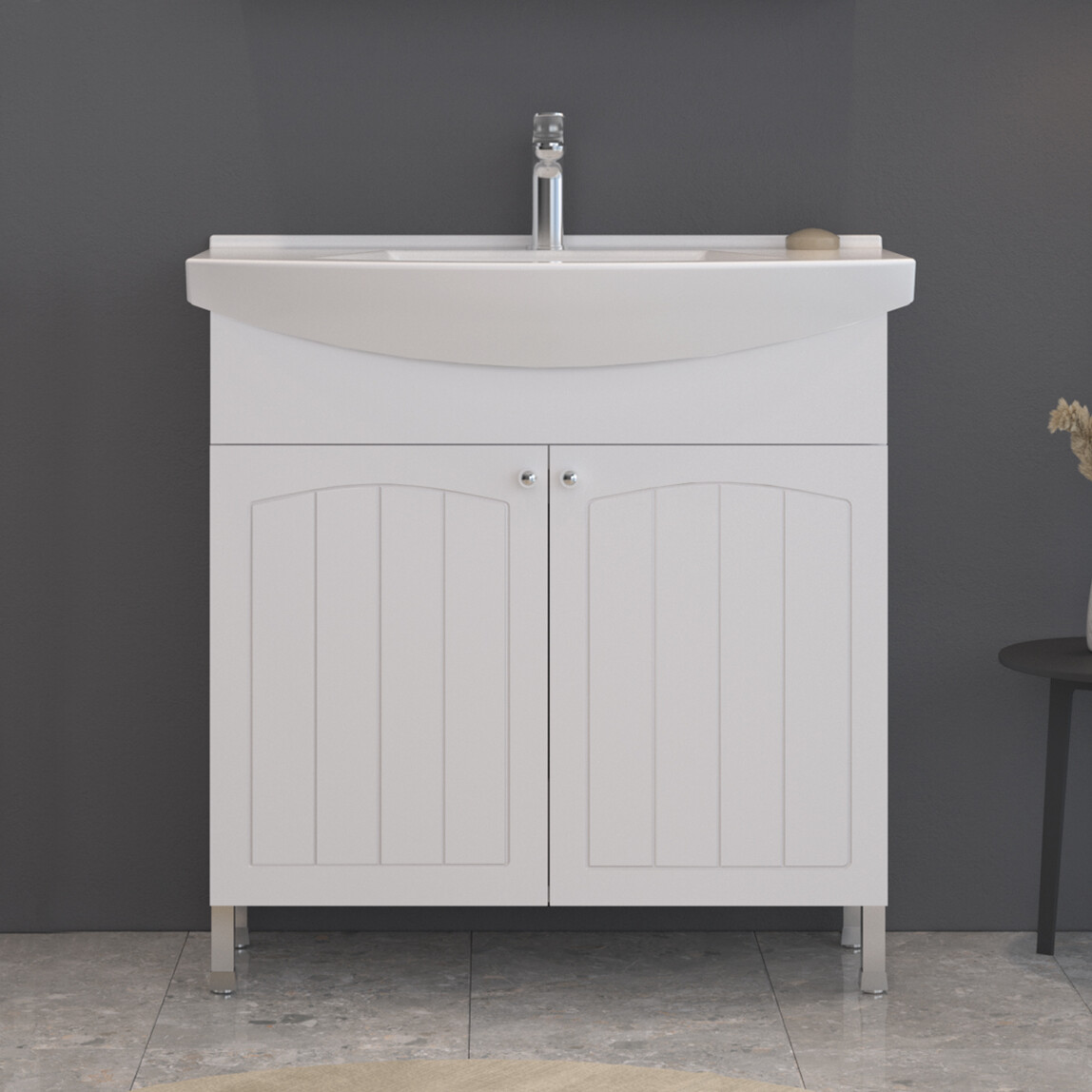    Bonitobagno Riano 80 cm Banyo Dolabı Alt Modül Beyaz 