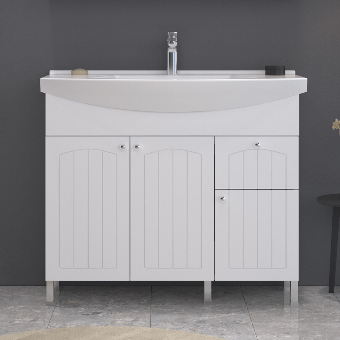    Bonitobagno Riano 95 cm Banyo Dolabı Alt Modül Beyaz 