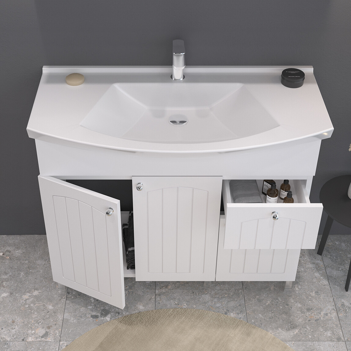    Bonitobagno Riano 95 cm Banyo Dolabı Alt Modül Beyaz 