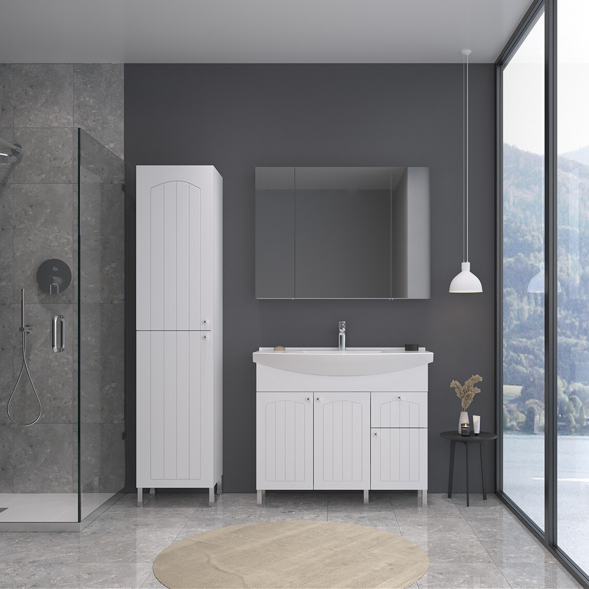    Bonitobagno Riano 95 cm Banyo Dolabı Alt Modül Beyaz 
