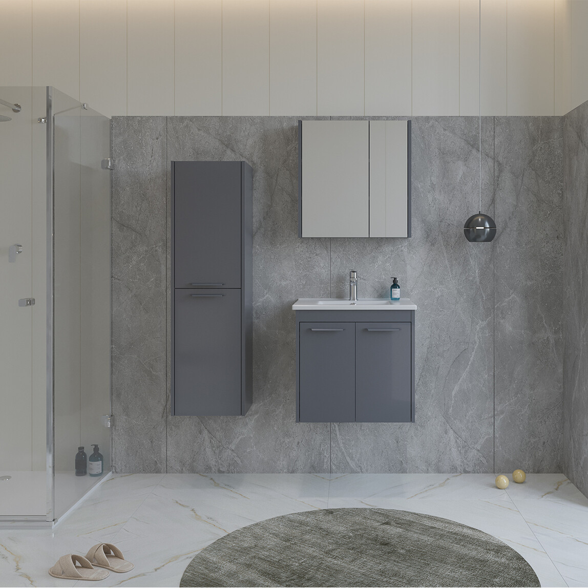    Bonitobagno Coste 65 cm Banyo Dolabı Alt Modül Antrasit 