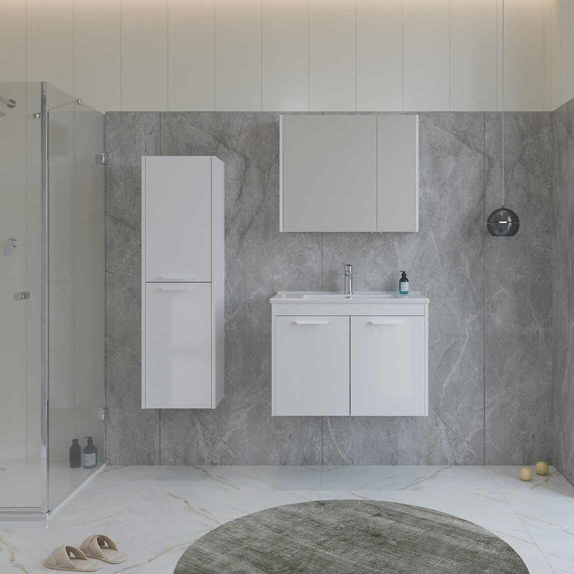    Bonitobagno Coste 85 cm Banyo Dolabı Alt Modül Beyaz 