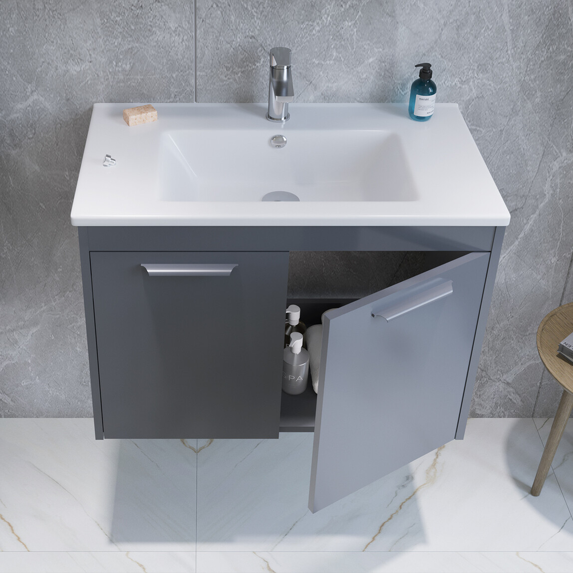    Bonitobagno Coste 85 cm Banyo Dolabı Alt Modül Antrasit 