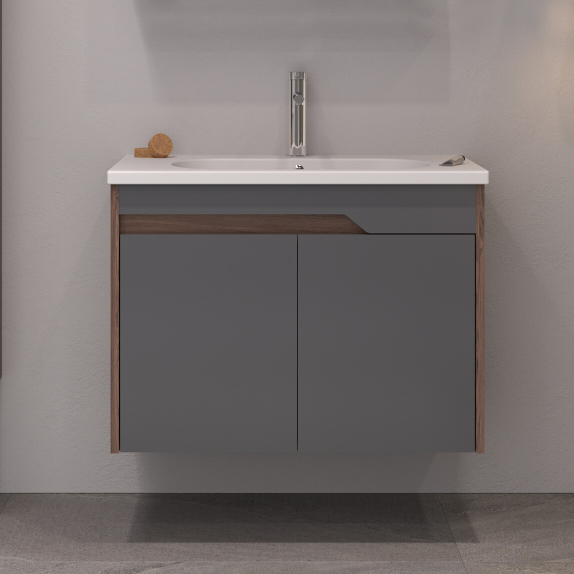    Bonitobagno Salvo 80 cm Banyo Dolabı Alt Modül Antrasit 