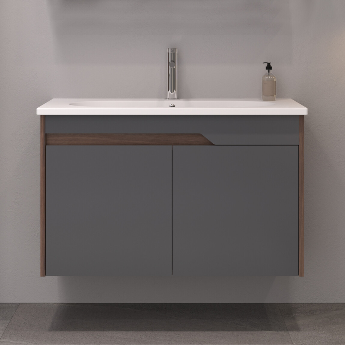    Bonitobagno Salvo 100 cm Banyo Dolabı Alt Modül Antrasit 
