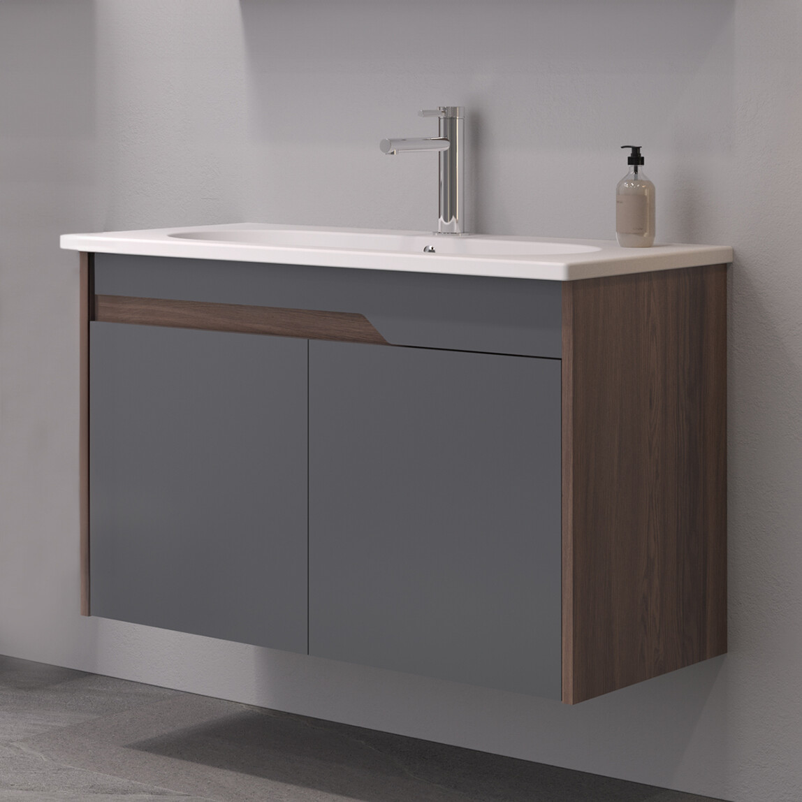    Bonitobagno Salvo 100 cm Banyo Dolabı Alt Modül Antrasit 