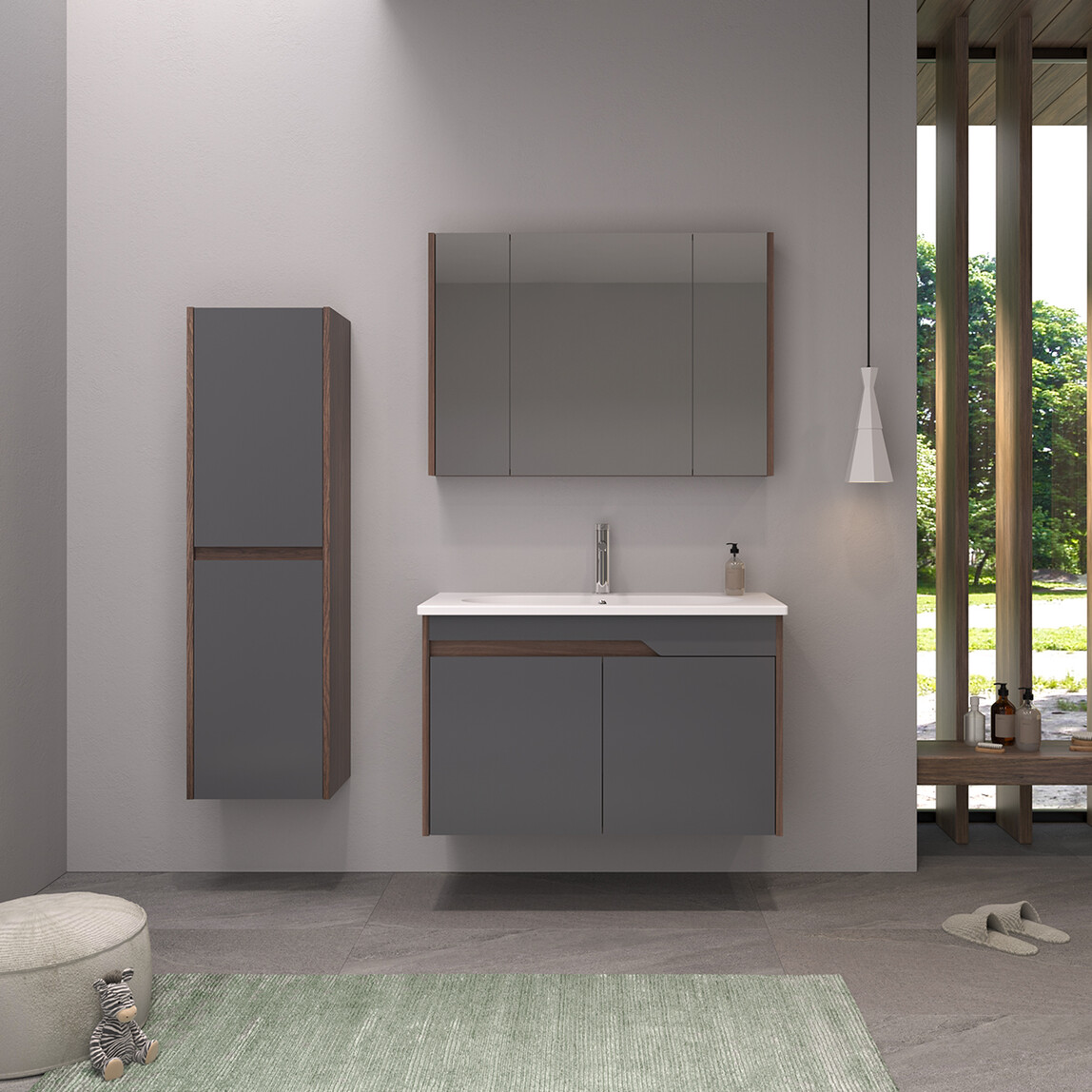   Bonitobagno Salvo 100 cm Banyo Dolabı Alt Modül Antrasit 