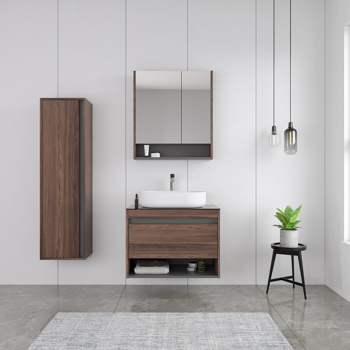    Bonitobagno Alberi Navaro 70 cm Banyo Dolabı Alt Modül Ceviz 