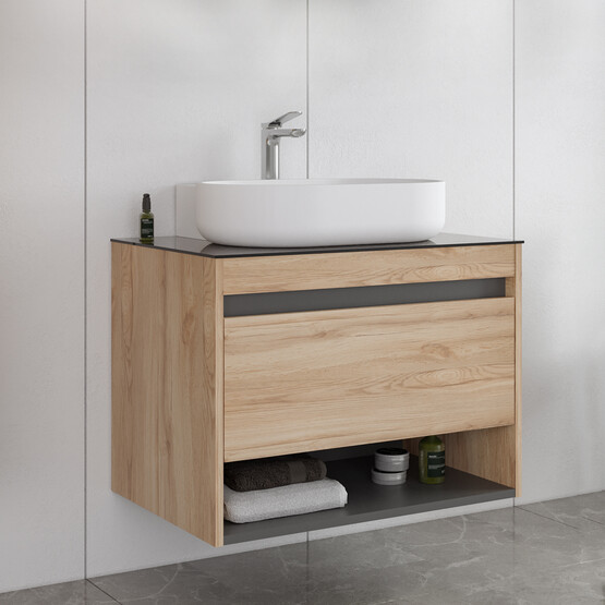 Bonitobagno Alberi Legnano 70 cm Banyo Dolabı Alt Modül Açık Ceviz