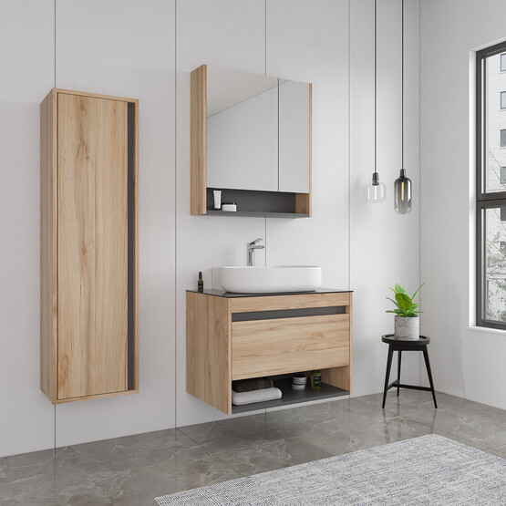 Bonitobagno Alberi Legnano 70 cm Banyo Dolabı Alt Modül Açık Ceviz