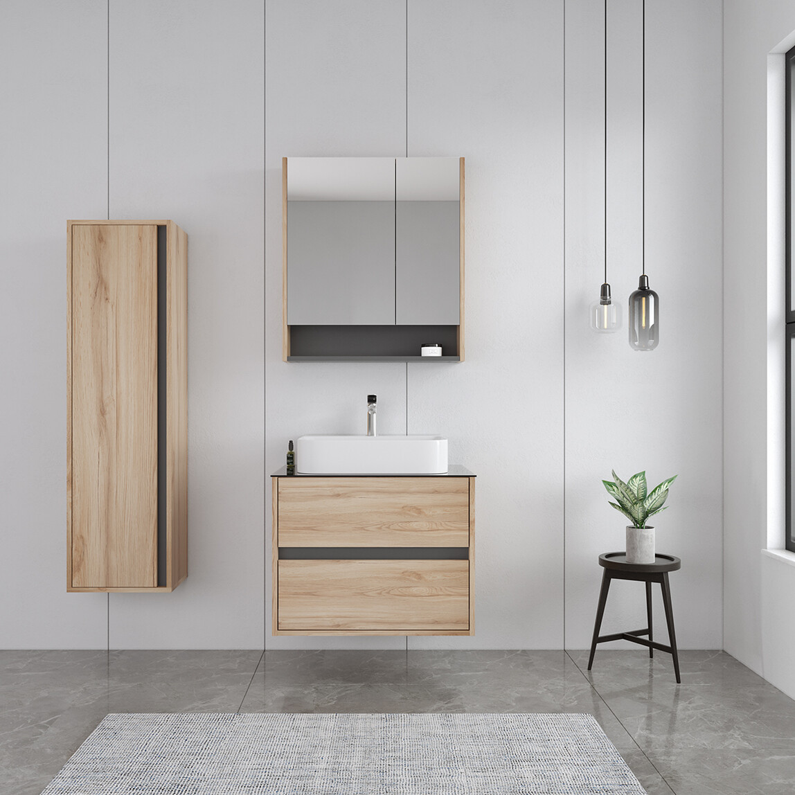    Bonitobagno Alberi Legnano 70 cm Banyo Dolabı Alt Modül Açık Ceviz 