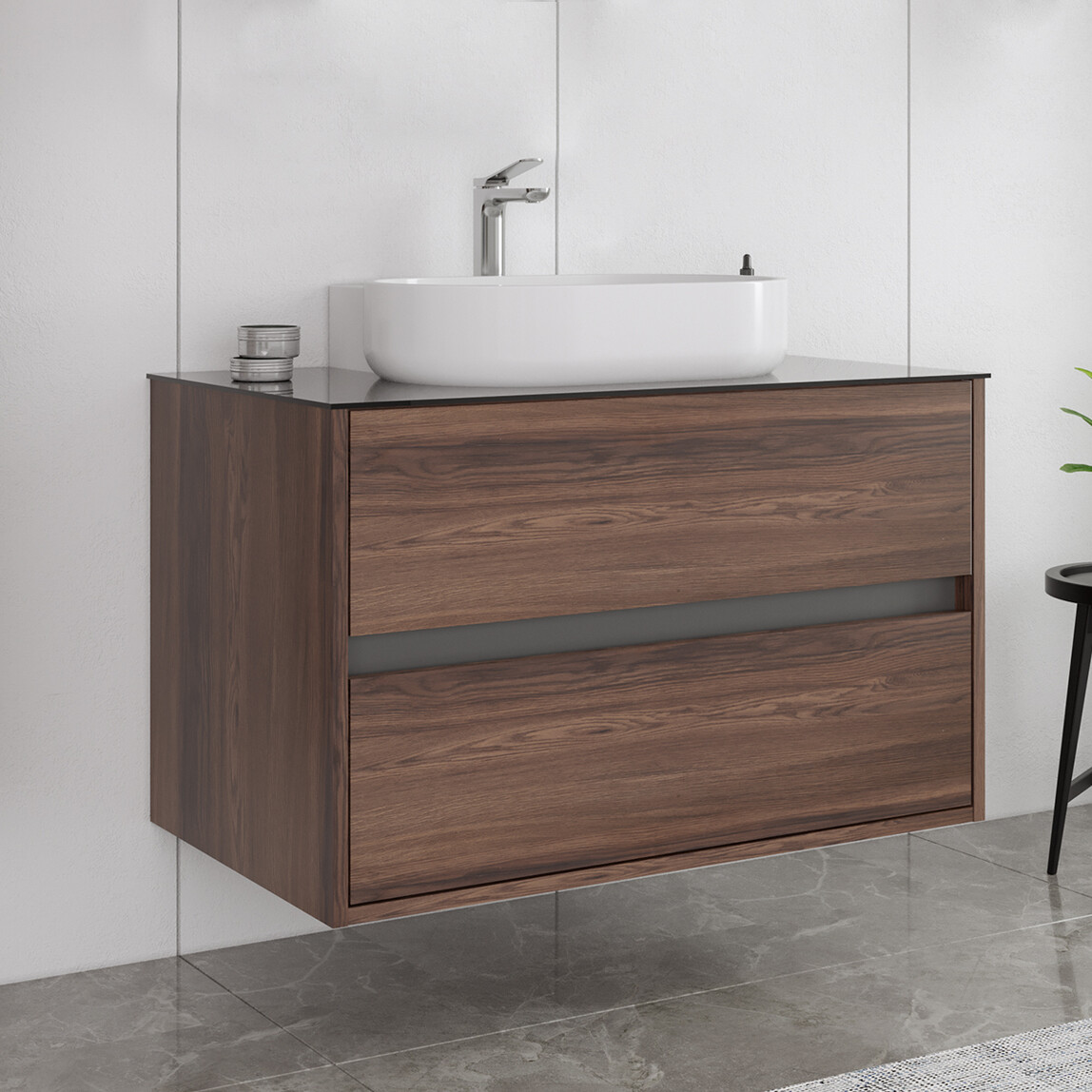    Bonitobagno Alberi Navaro 90 cm Banyo Dolabı Alt Modül Ceviz 