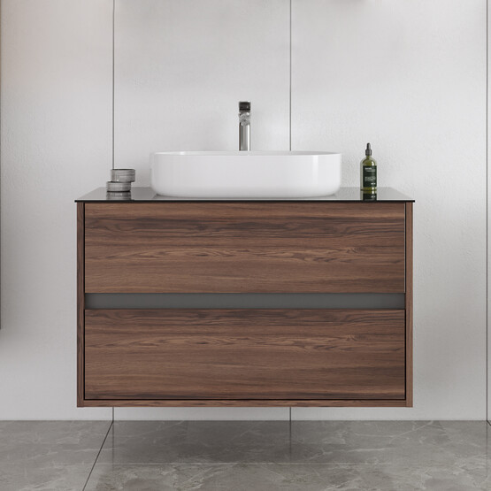 Bonitobagno Alberi Navaro 90 cm Banyo Dolabı Alt Modül Ceviz