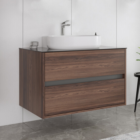 Bonitobagno Alberi Navaro 90 cm Banyo Dolabı Alt Modül Ceviz