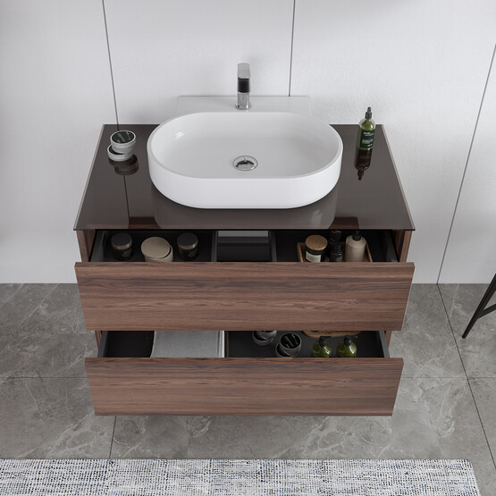 Bonitobagno Alberi Navaro 90 cm Banyo Dolabı Alt Modül Ceviz