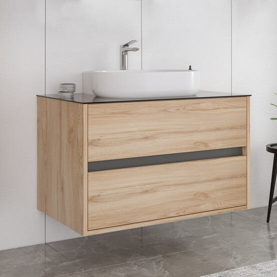 Bonitobagno Alberi Legnano 90 cm Banyo Dolabı Alt Modül Açık Ceviz