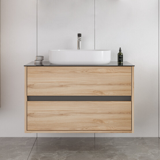 Bonitobagno Alberi Legnano 90 cm Banyo Dolabı Alt Modül Açık Ceviz