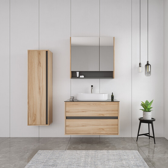 Bonitobagno Alberi Legnano 90 cm Banyo Dolabı Alt Modül Açık Ceviz