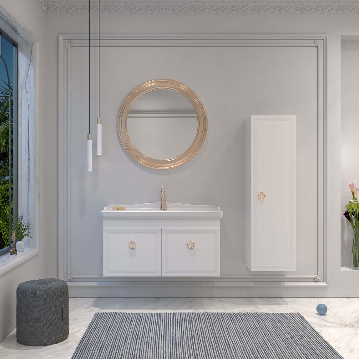    Bonitobagno Livorno 85 cm Banyo Dolabı Alt Modül Beyaz 