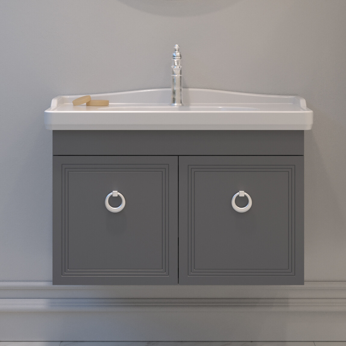    Bonitobagno Livorno 85 cm Banyo Dolabı Alt Modül Antrasit 