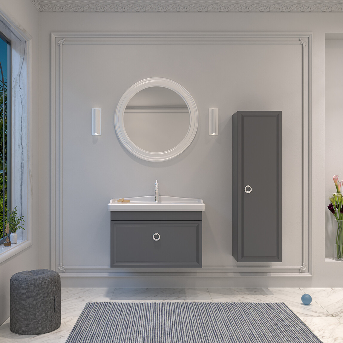    Bonitobagno Livorno 85 cm Banyo Dolabı Alt Modül Antrasit 