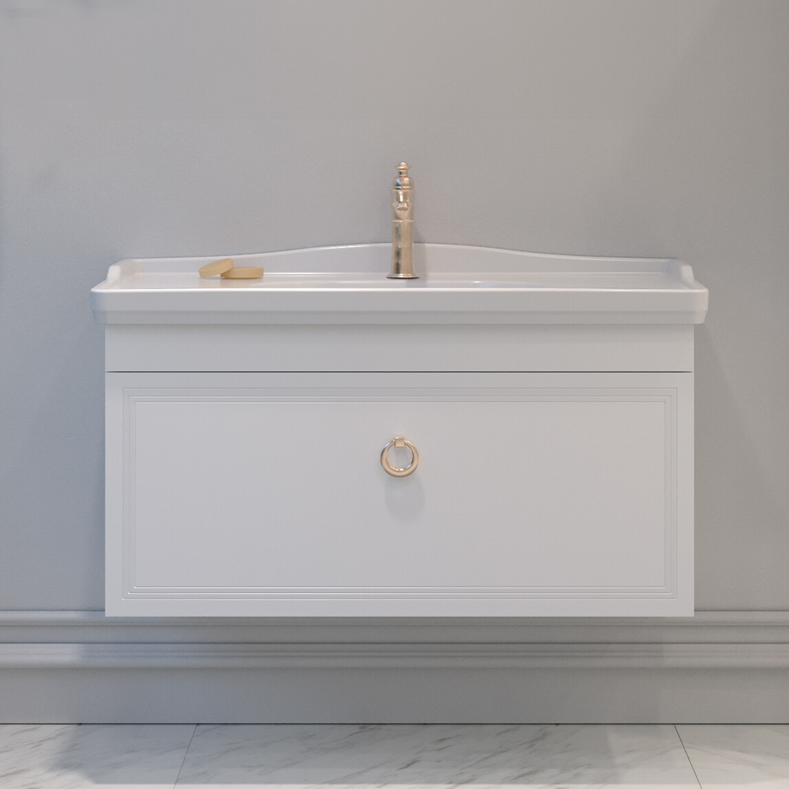    Bonitobagno Livorno 105 cm Banyo Dolabı Alt Modül Beyaz 