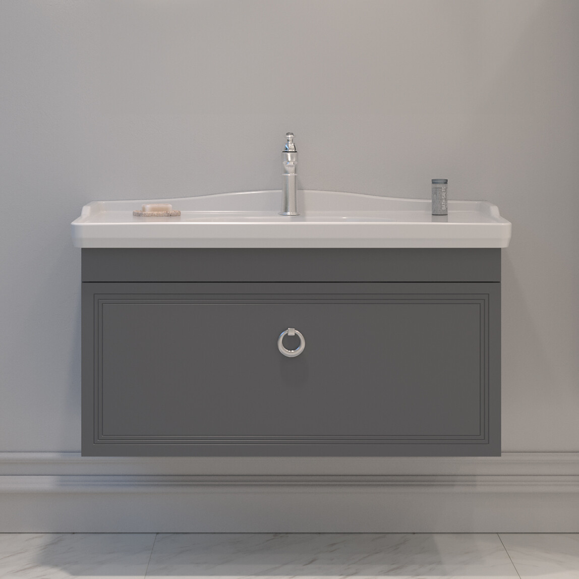    Bonitobagno Livorno 105 cm Banyo Dolabı Alt Modül Antrasit 