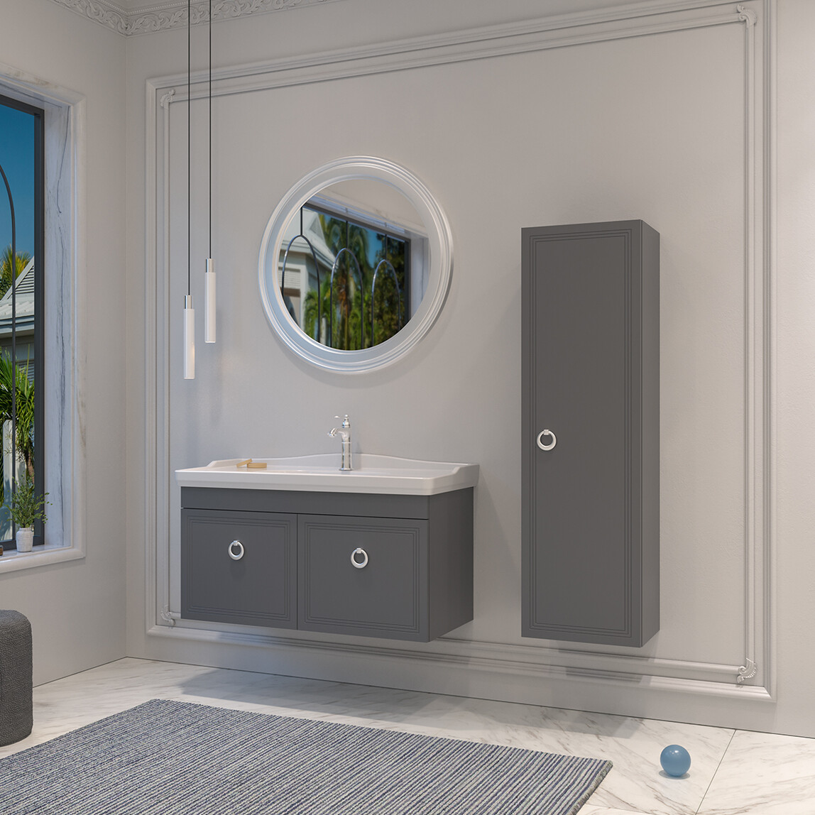    Bonitobagno Livorno 105 cm Banyo Dolabı Alt Modül Antrasit 