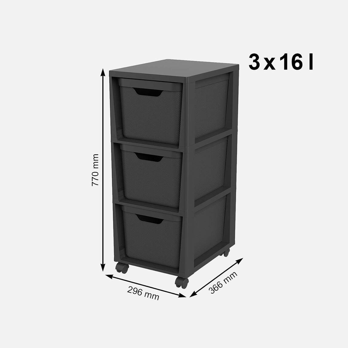    Jiwe Tower Komodin 3x16L Antrasit  