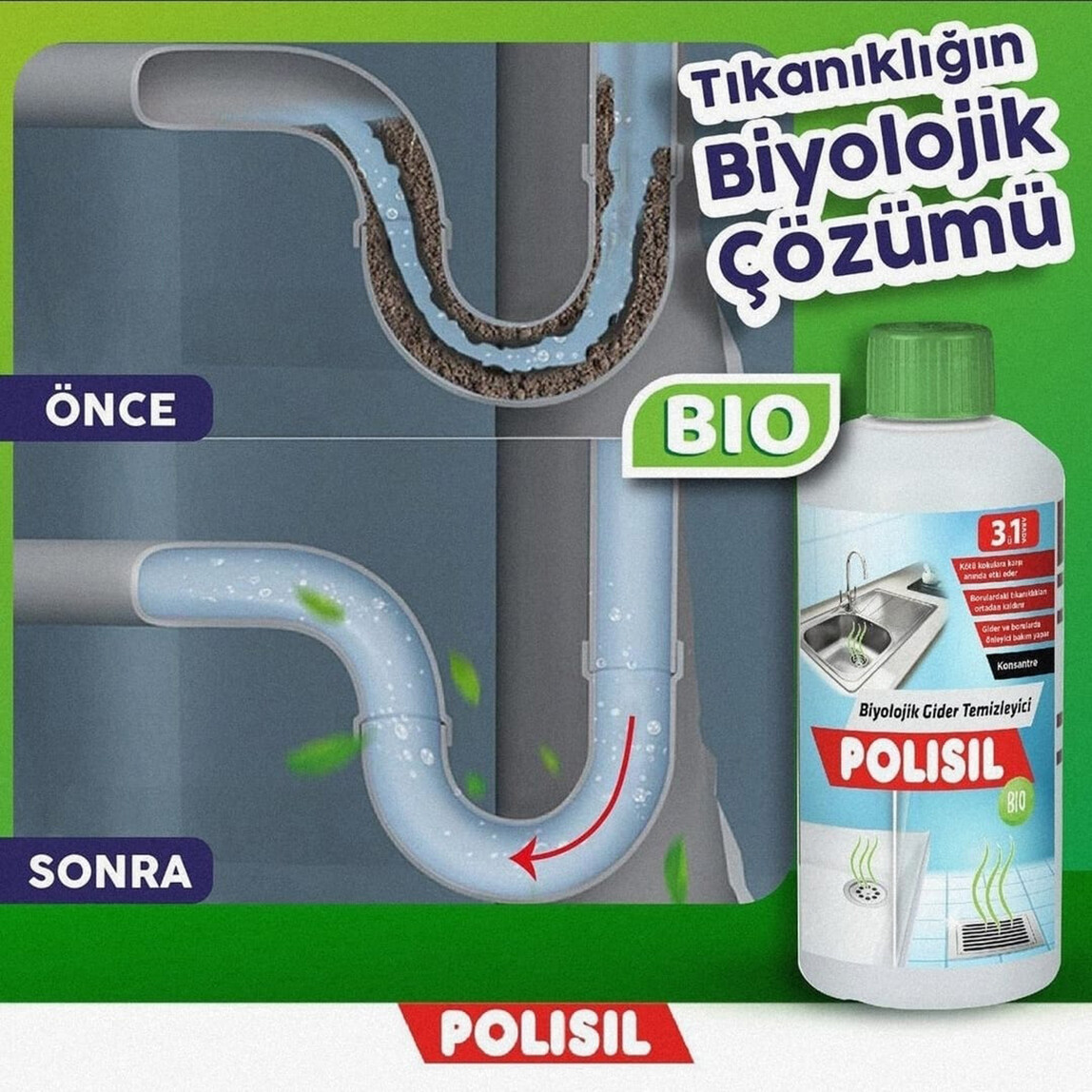    Polisil Biyolojik Gider Temizleyici 500 ml  