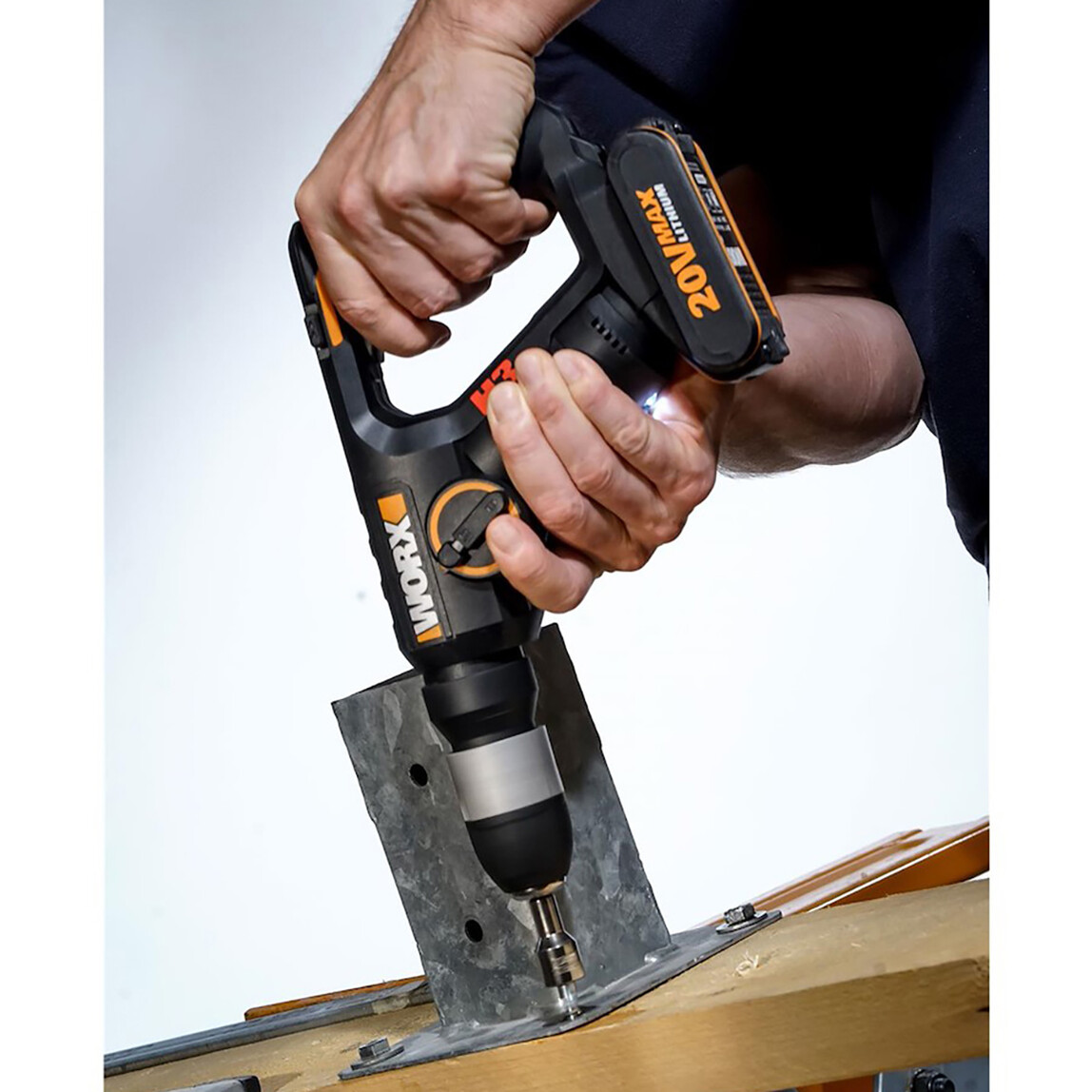    Worx WX390.9 20Volt 1.2J Profesyonel SDS-Plus Pnömatik Şarjlı Matkap + 8 Adet Uç + Mandren (Akü Dahil Değildir)  