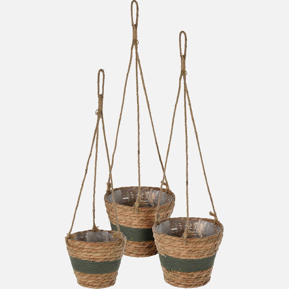    Dekoratif Askılı Yeşil Sepet 23 cm  