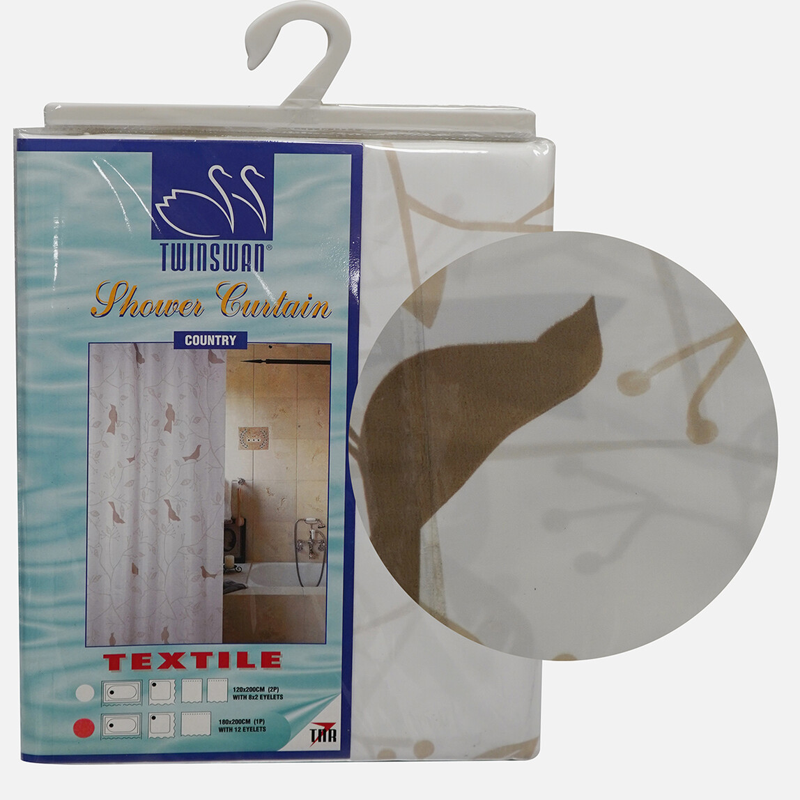 Twinswan Banyo Perdesi 180x200 Country Gri_0