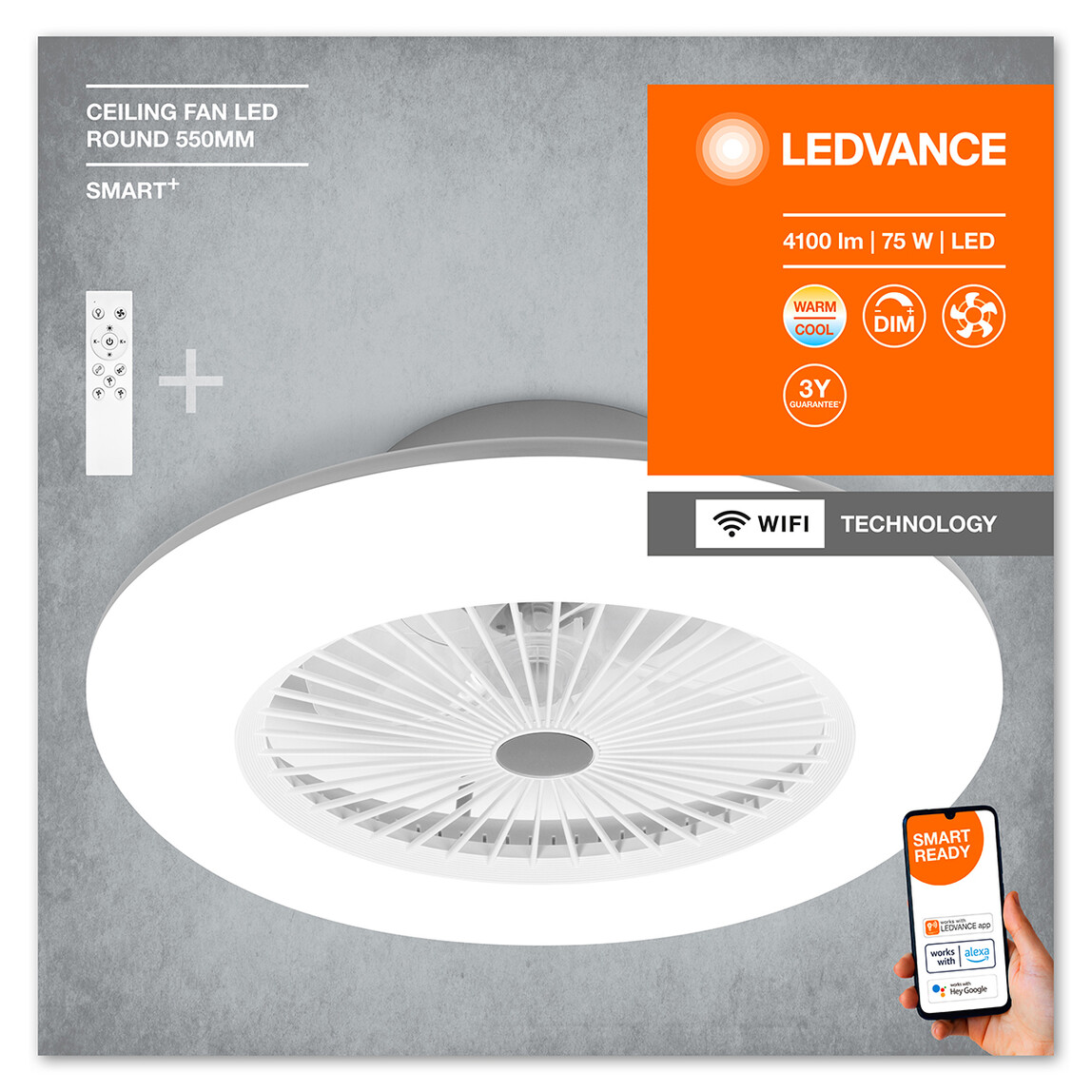    Ledvance Smart Wifi 4100 Lümen Ceiling Aydınlatma Fan Beyaz  
