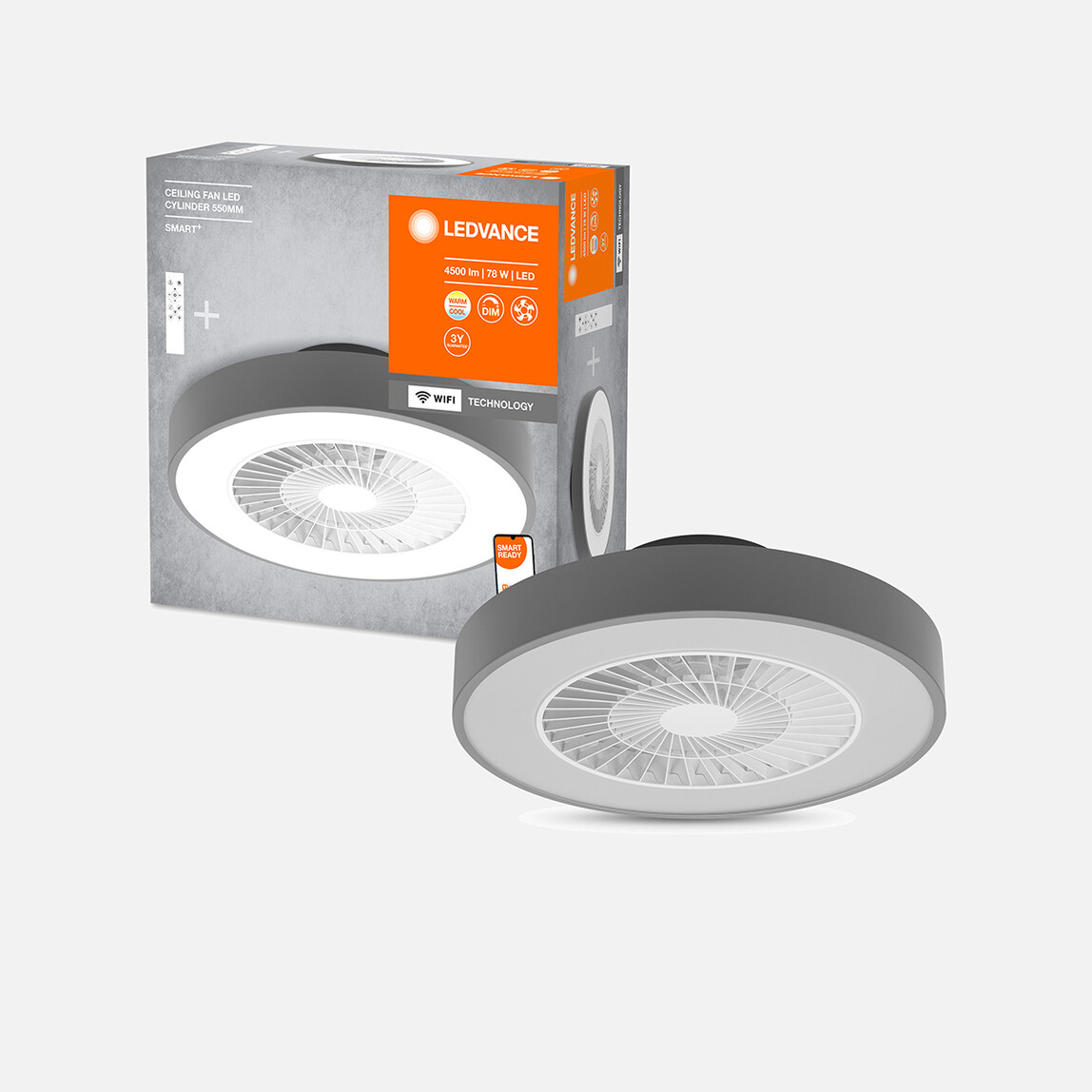    Ledvance Smart Wifi 4500 Lümen Ceiling Aydınlatma Fan Gri  