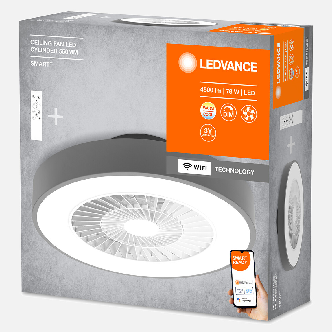    Ledvance Smart Wifi 4500 Lümen Ceiling Aydınlatma Fan Gri  