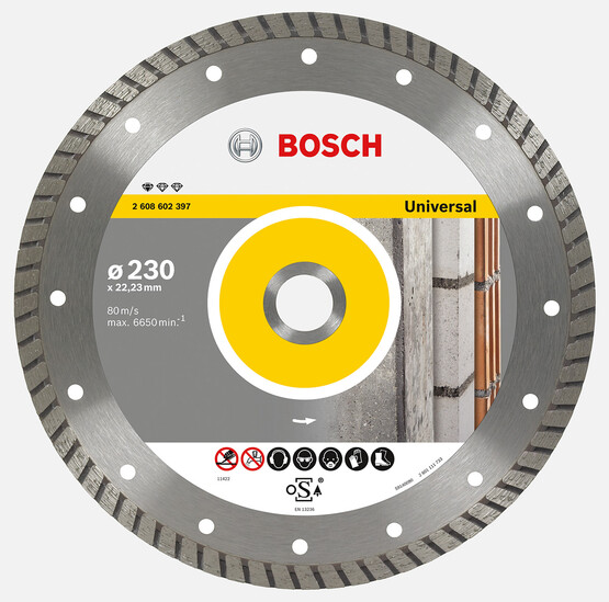 Bosch Standard Seri Genel Yapı Malzemeleri İçin Turbo Segmanlı Elmas Kesme Diski 230 mm