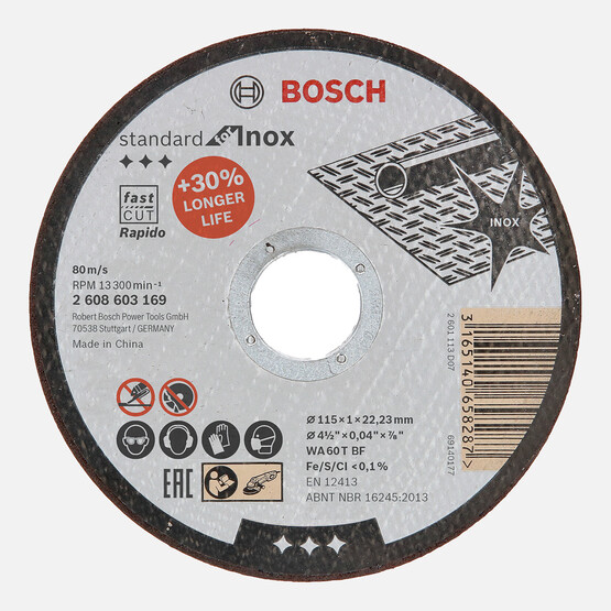 Bosch 115x1,0 mm Standard Seri Düz Inox (Paslanmaz Çelik) Kesme Diski (Taş) - Rapido