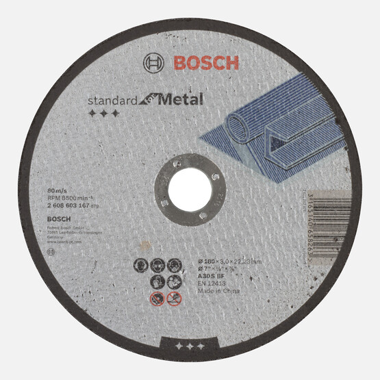 Bosch 180x3,0 mm Standard Seri Düz Metal Kesme Diski (Taş)