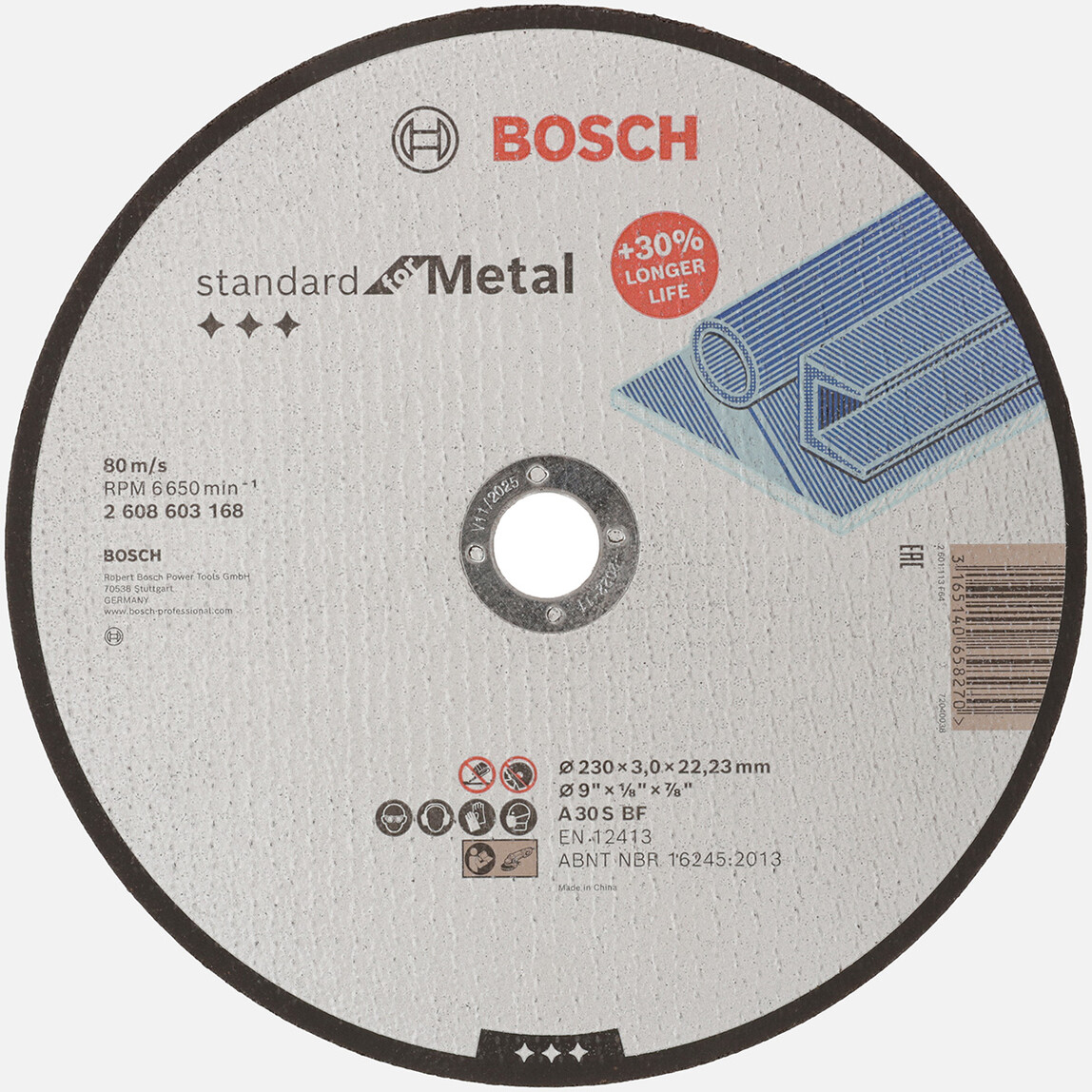    Bosch 230x3,0 mm Standard Seri Düz Metal Kesme Diski (Taş) 