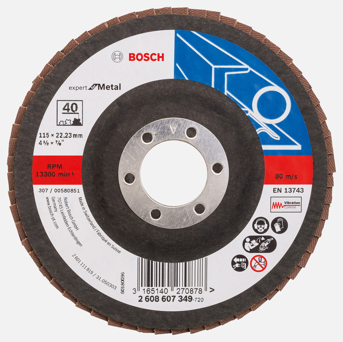 Bosch 115 mm 40 Kum Expert Seri Metal İçin X551 Flap Zımpara Diski_0